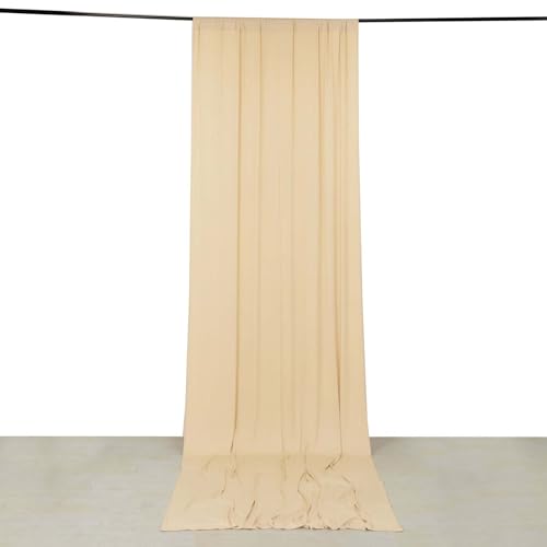 Efavormart 5ft x 14ft Beige 4-Way Stretch Spandex Backdrop Curtain, Wrinkle-Free Opaque Stage Panel for Modern Minimalist Decor and Neutral Styling - color: Beige, size: 5ftx14ft