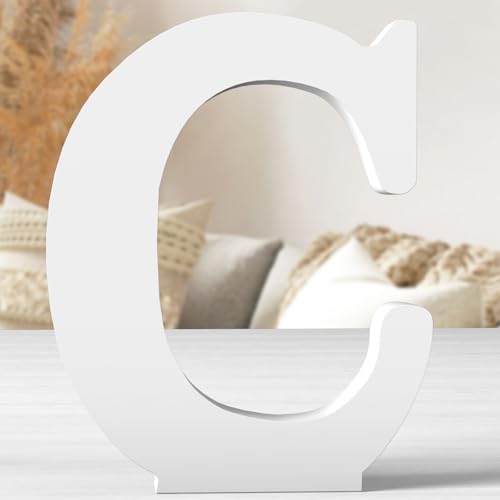 12 Inch White Wood Letters Unfinished Wood Letters for Wall Decor Decorative Standing Letters White Block Letters for wall Decoration for Craft Home Party Projects (C) - color: White-C, size: 12 inch