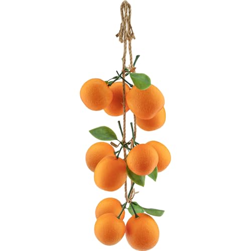 Folmywy Artificial Hanging Oranges Decorative Fake Oranges String Faux Plastic Tangerine Fruits Model Ornaments for Fall Wreath Home Kitchen Farmhouse Photography Props Wall Decor - color: Oranges String