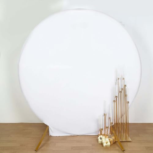 Efavormart 7.5ft White Round Spandex Arch Backdrop Cover, 2-Sided Custom Fit Circular Stand Slipcover for Wedding Ceremonies and Grand Celebrations - color: White, size: Round