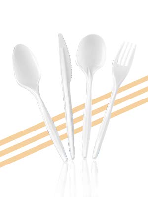 1000 Count Medium Weight White Plastic Knives Bulk Plastic Silverware For Parties, Weddings, Catering, Take out Single-Use Knife - size: 1 Case Knives (1000)