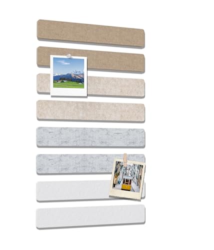 Cork Board Strips for Walls, 13" x 2" Felt Bulletin Board Bar Strip, 8 Pack Long Pin Board with Push Pins and Clips for Picture Photos, Linen Beige - color: Linen Beige