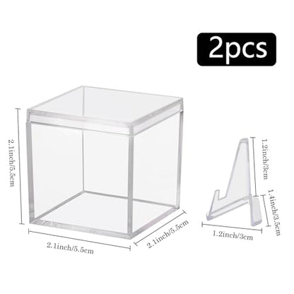 2 Pack Championship Ring Display Case Clear Acrylic Ring Case Display Box for Sports Baseball Softball Football Basketball Single Ring Coin Holder Stand, 2.16 Inch - size: 2 Pack
