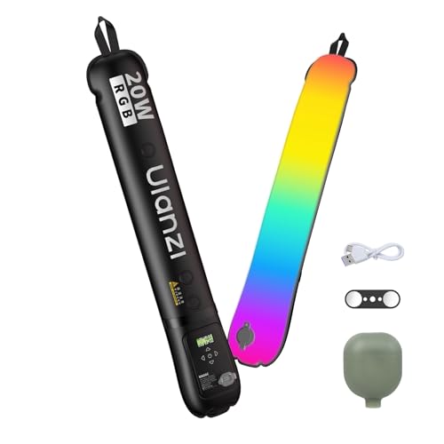 Ulanzi UA20C RGB Tube Light, 20W Inflatable LED Fill Light for Video Recording & Photo Photography, 1800K–10000K CRI95 2500mAh Cordless Magnetic Portable Handheld TPU Video Lighting Wand w 1/4 Mount - size: 20W RGB-Medium
