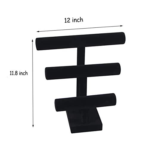 Pangkeep 3 Tier Bracelet Holder,Bracelet Displays for Selling,Jewelry Display Stand for Bangles Necklaces Hair ties Scrunchies Watches (Black) - color: Black