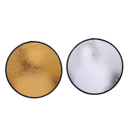 NUOBESTY 2pcs 30cm Photography Light Bounce Board 2-in-1 Gold Silver Collapsible Photo Reflector for Studio and Outdoor Shooting, Portable Lighting Accessories for Photographers