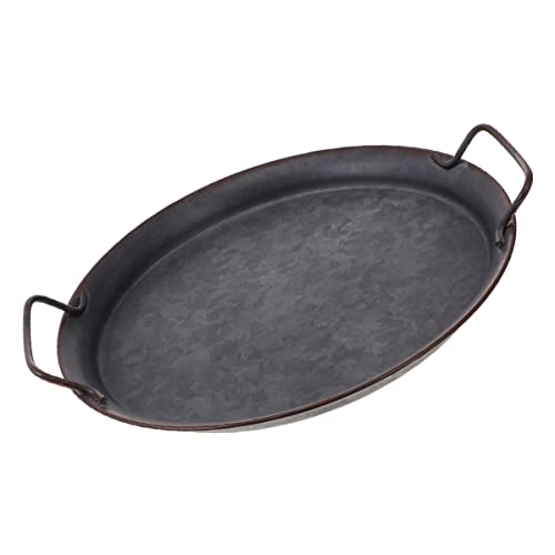 Zerodeko 1pc Vintage Iron Snack Plate for Home Decor Practical Kitchen Storage Tray Rustic Dried Fruit Display Photo Prop Design