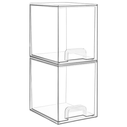 Vtopmart 7.6" H Clear Stackable Storage Drawers, 2 Pack Plastic Organizers Bins for Skincare, Cosmetics,Beauty Supplies,Ideal for Vanity, Bathroom,Kitchen Countertop,Cabinet Organization - style: 2pack High