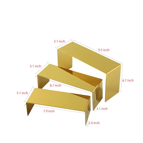 Purse Display Stand, 3pcs Gold Risers Display Stands Stainless Steel, Heavy Duty 22lb Countertop Shoes Stand Handbag Tiered Risers for Home Boutique Retail Store Vendor Display Bags Perfume Jewelry Craft - color: Gold