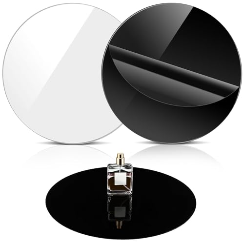 2 Pieces 12 Inch Reflective Display Table Riser Professional Product Photography Black and White Background Display for Product Table Top Photography Shooting