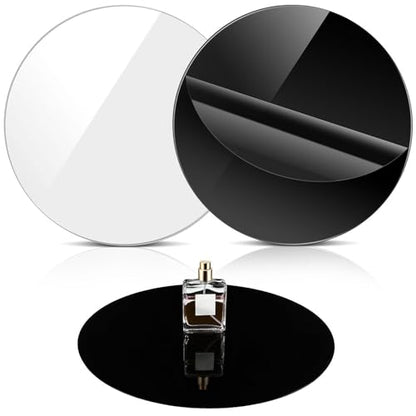 2 Pieces 12 Inch Reflective Display Table Riser Professional Product Photography Black and White Background Display for Product Table Top Photography Shooting