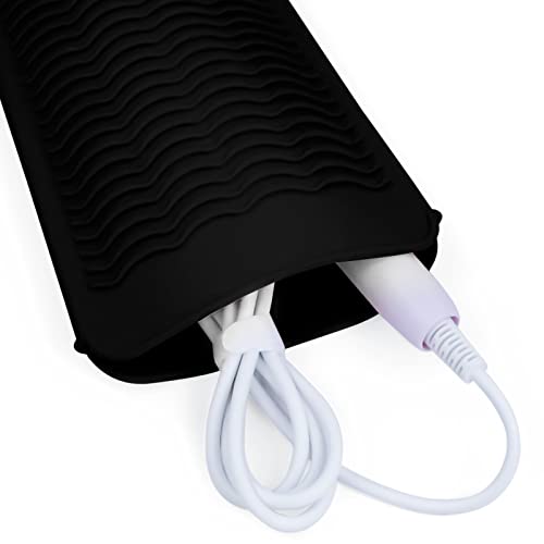 2PCS Silicone Heat Resistant Mat Pouch for Hair Straightener, Curling Iron, Flat Iron and Hot Hair Tools Black - color: Black, size: 2 Pack