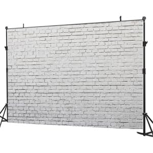 10X8FT White Gray Brick Wall Photography Background Portrait Photo Studio Props Wall Decoration Background Birthday Party Baby Shower Banner DH-43 - size: 10X8FT