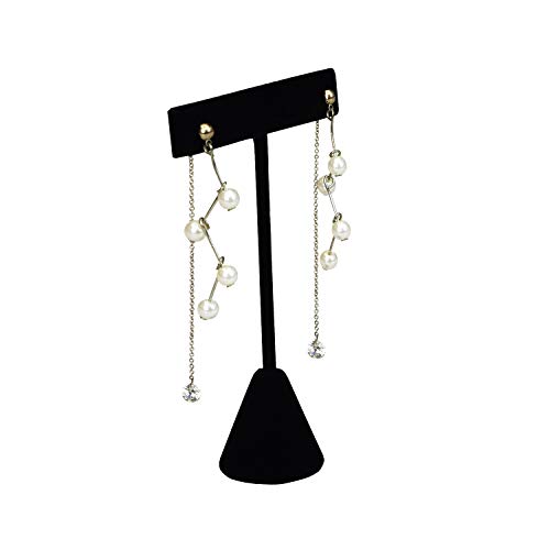 Ikee Design 6 Pcs Set Premium T- Shape Style Earring Display Stand, Earring Stand Jewelry Display for Showroom, Tradeshow, and Showcase, 2 1/2 W x 4 1/2 H in, Black Velvet - color: Black Velvet, 4.5" High