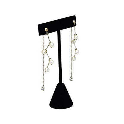 Ikee Design 6 Pcs Set Premium T- Shape Style Earring Display Stand, Earring Stand Jewelry Display for Showroom, Tradeshow, and Showcase, 2 1/2 W x 4 1/2 H in, Black Velvet - color: Black Velvet, 4.5" High