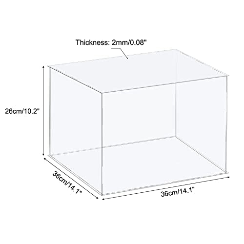 MECCANIXITY Acrylic Display Case Plastic Box Cube Storage Box Clear Assemble Showcase 14.1x14.1x10.2 Inch for Collectibles - size: 14.1x14.1x10.2 Inch