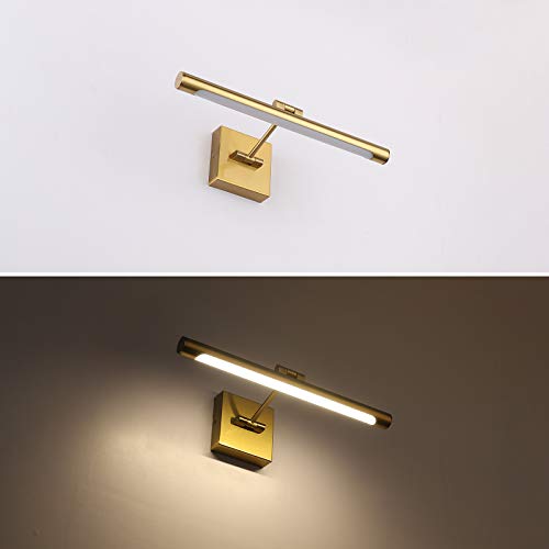 LED Picture Light Fixtures 16.54 Inches, Modern Metal Artwork Wall Lamps with Single Swing Arm, 7W (50W Eqv.), Hardwired Connection, Non-Dimmable, 3000K Warm White, CRI80+, Golden-Like Brass Finish - color: Brass, size: Non-Dimmable 16.53" Long