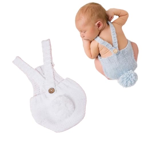 Easter Newborn Baby Photography Props Outfits,Boy Girls Photo Shoot Outfits Crochet Knitted Cute Romper Photo Props - color: White