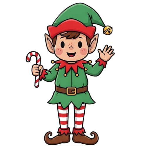Elf Christmas Life Size Cardboard Cutout Standup 7FT Xmas Standee Party Photo Prop, Indoor & Outdoor Holiday Decor, Coroplast, 1 Piece - color: Elf, size: 7FT