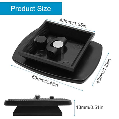 42mm (1-5/8") Quick Release Plate, Universal Tripod Mount Adapter with Non-Slip Grip for 42x42mm Square Socket Tripod Heads - size: 42 mm