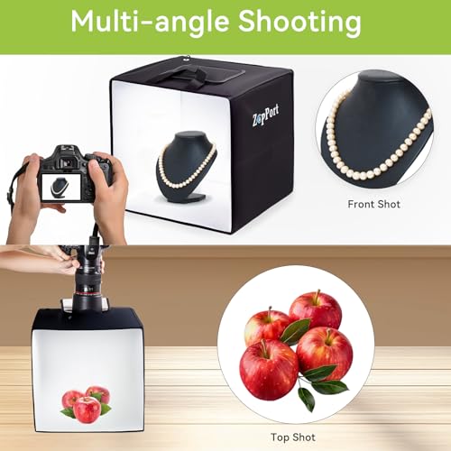 Photo Light Box Photography, 12"x12" Photo Studio Lightbox with 120 LED Lights & 6 Backdrops for Jewelry and Small Items Product Photography - size: 12"x12"