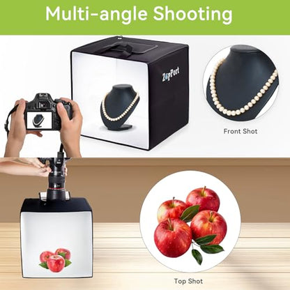 Photo Light Box Photography, 12"x12" Photo Studio Lightbox with 120 LED Lights & 6 Backdrops for Jewelry and Small Items Product Photography - size: 12"x12"