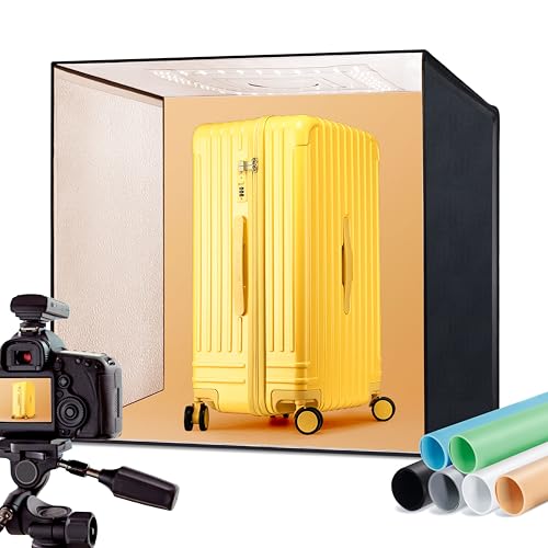 RALENO Photo Studio Light Box, 24''X24'' Large Light Tent, Photo Light Box Photography (65W | 156pcs LED | 5500K | 97CRI | 6 Color PVC Backdrops | DC Power Adapter) for Product Photography - size: 24*24 inch