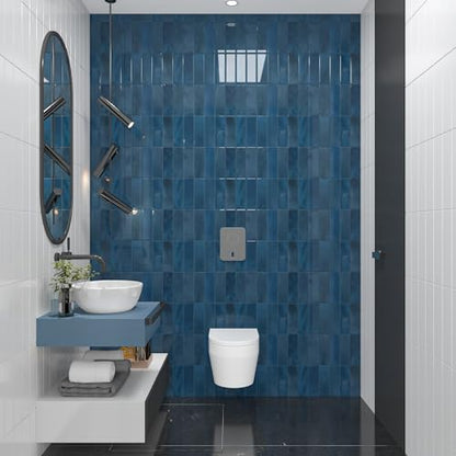 CHIHUT 6 Sheets Blue Rectangular Kitchen Backsplash Tiles Peel and Stick 12"X12" Marble Self Adhesive Stick on Backsplash for Bathroom Laundry Room 3D Removable Thick Vinyl Subway Tiles - color: Blue, size: 6 Tiles