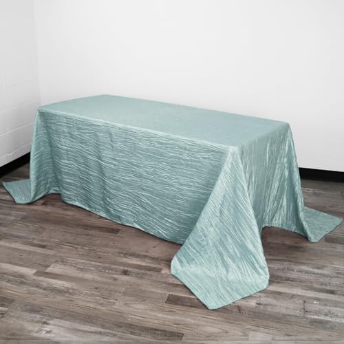 YOUR CHAIR COVERS - 90 x 132 inch Rectangular Crinkle Taffeta Tablecloth - Dusty Blue, Rectangle Table Linens for 6 ft Rectangular Tables, Wedding Crushed Table Cloth - color: Dusty Blue, size: 132" x 90" (Rectangular)