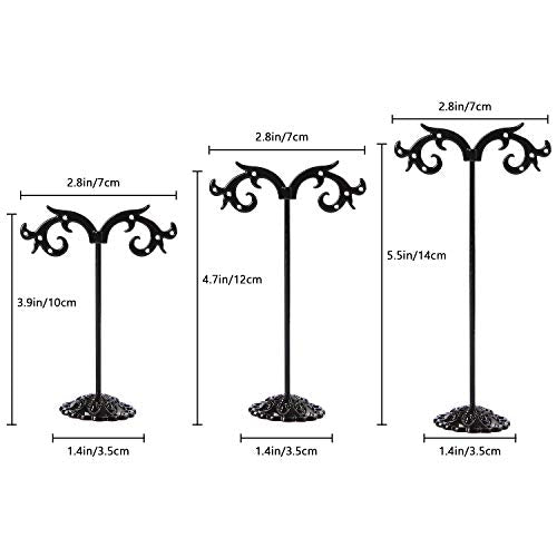Black Earring Stand Detachable Metal Earring Display Storage Rack for Photography Jewelry Props Show Closet Retail Store Display 3 Pcs, Hook Shape