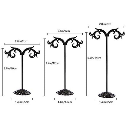 Black Earring Stand Detachable Metal Earring Display Storage Rack for Photography Jewelry Props Show Closet Retail Store Display 3 Pcs, Hook Shape