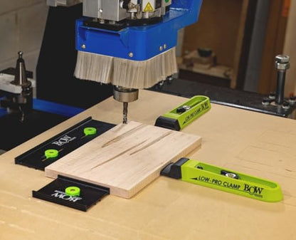 BOW Products Low Profile Clamping Kit - For Use on CNC Machines, MFT Tables, Dog Tables, T-Track Tables and Work Benches - Includes Hold Down Clamps, Fences, Interchangeable Tips and Hardware