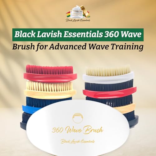 360 Wave Brush, Build Deeper Waves, Soft & Hard Boar Bristle, Curved Design, Black Lavish Essentials Signature (Soft Brush, White) - color: White, size: Soft Brush