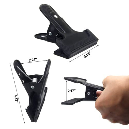 2 Pack 4-1/4" Heavy Duty Spring Clamps Clips, Black Metal Rubber Hinge Clip File Clamps for Photography Background Stands, Home Improvement Projects (2.17" Opening) - color: 2 Pcs Black