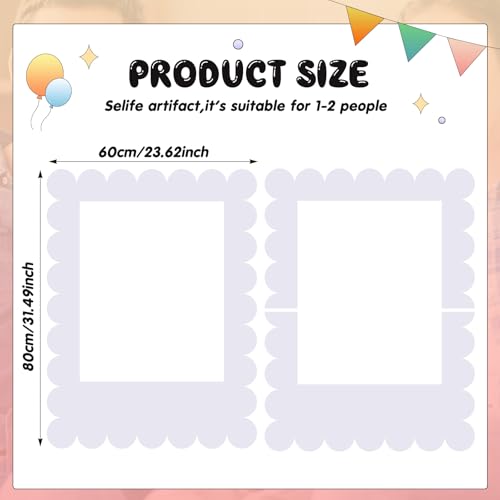 Beeveer 32 x 24 Inch Extra Large Scalloped Blank Photo Booth Props Frame for Selfie Birthday Event, Cutout Picture DIY Frame for Valentines Wedding Bridal Shower Bachelorette Supplies Decor(White) - color: White, style: Scalloped