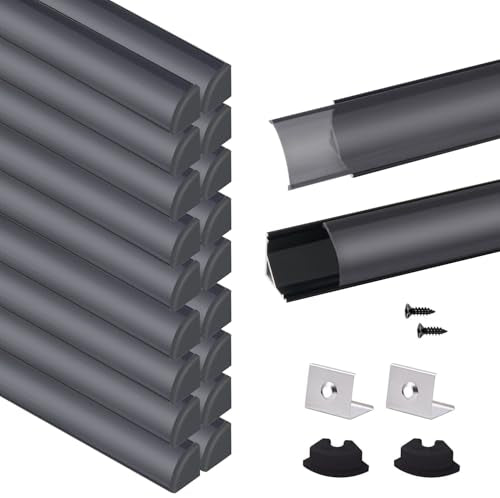 VST 20pack 3.3 ft LED Channel, V Shape Led Diffuser Channel, LED Aluminum Channel System with Black Cover, End Caps and Mounting Clips, Aluminum Profile for LED Strip Light Very Easy Installation - color: Black & Black, size: 3.3ft 20