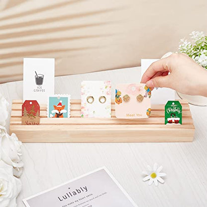 NBEADS Natural Wood Earring Display Stands, 4 Slots Jewelry Earring Display Holder Wood Earring Card Holder Jewelry Organizer Stand Jewelry Retail Display for Selling, 12.2×3" - color: Wooden- L.W.Thi: 12.2x3.03x1.18"