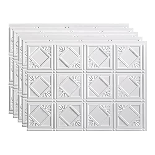 FASÄDE Traditional Style/Pattern 4 Decorative Vinyl 18in x 24in Backsplash Panel in Matte White (5 Pack) - color: Matte White, size: 5 Pack