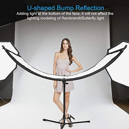FOMITO Light Reflector 70"x25.6"/178x65cm Arclight Curved Eyelighter Lighting Diffuser for Photography Stuido Filming Shooting, Black/White/Gold/Silver