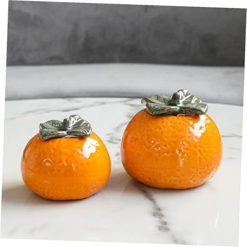 NUOBESTY Ceramic Tea Jar Orange Shape Small Food Sealing Canister Portable Decorative Fruit Storage Container for Kitchen Club Housewarming Photography Prop