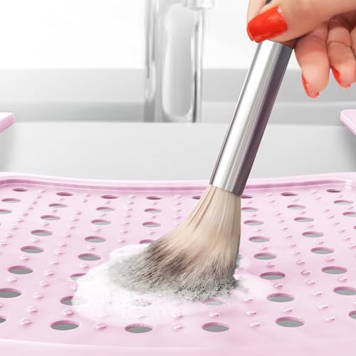 Sink Topper Bathroom Counter Cover & Storage Saver, Foldable Silicone Mat for Hot Tools, Hair Styling & Makeup, Beauty Brush Cleaning Mat, RV Camper Sink Cover & for Small Spaces (Standard Pink) - color: Pink, size: Standard