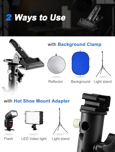 Selens Photography Reflector Clamp Holder Speedlite Hot Shoe Bracket with 1/4" & 3/8" Screw Mount with Photo Studio Light Stand, Lighting Umbrella Reflector - color: One Pack