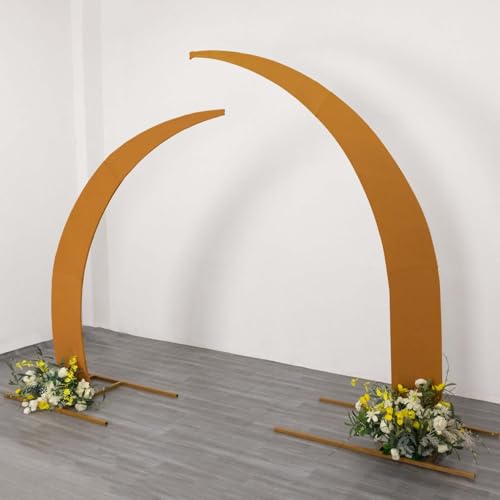 Efavormart 2 Pack Gold Spandex Half Crescent Moon Arch Covers, Double-Sided Fabric Backdrop Sleeves for 6.5ft and 8ft Curved Stand Decor - color: Gold, size: Cover Set - 6.5ft & 8ft