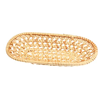Rattan Woven Tray Decorative Food Serving Plate for Towels Storage Basket for Home Decor Photography Prop Versatile Rattan Decor Basket