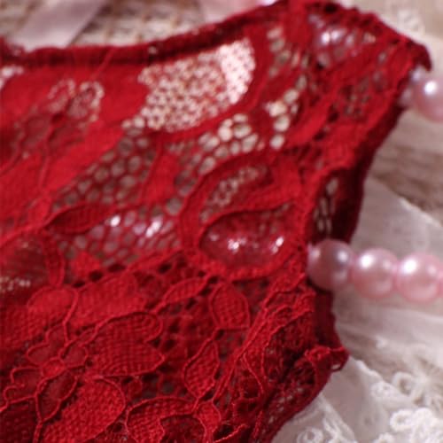 Newborn Photography Outfits Girl Newborn Photography Props Newborn Girl Lace Romper Headress Infant Princess Costume - color: Claret