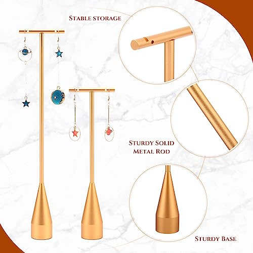 Wesiti 6 Pack Metal Earring T Bar Stand Retail Display Holder T Earring Display Holder Jewelry Stand with Metal Base for Show Jewelry Online Stores Photography (Gold) - color: Gold