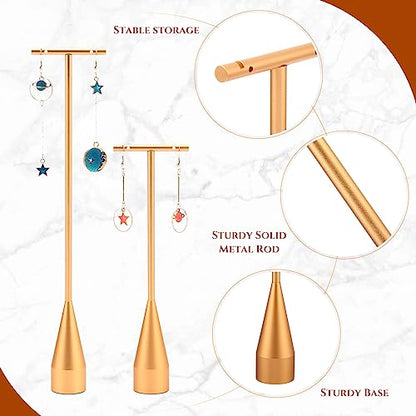 Wesiti 6 Pack Metal Earring T Bar Stand Retail Display Holder T Earring Display Holder Jewelry Stand with Metal Base for Show Jewelry Online Stores Photography (Gold) - color: Gold
