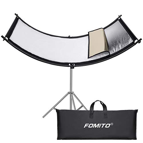 FOMITO Light Reflector 70"x25.6"/178x65cm Arclight Curved Eyelighter Lighting Diffuser for Photography Stuido Filming Shooting, Black/White/Gold/Silver