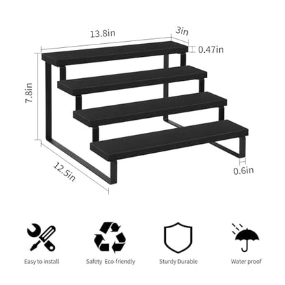 YINMIT Wooden Display Riser Stand, Tiered Perfume and Cologne Organizer Stand, 4 Tier Spice Rack Organizer, Rustic Display Shelf for Candles (4 Tier,2Pack,Black) - color: 4 Tier,2Pack,Black