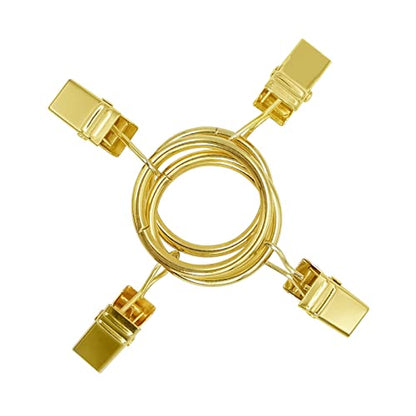 WeeksEight 100 Pack Gold Curtain Rings with Clips, Curtain Hooks Hangers Clip Rings for Hanging Drapes Bows Hat, Drapery Rings 1 in I D, Fits up to 5/8 in Diameter Curtain Rod. - color: Gold, size: 1" I D Set of 100
